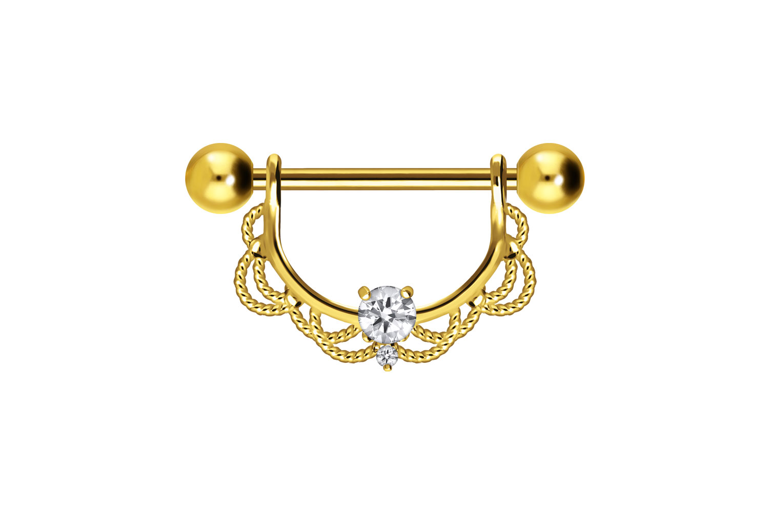 Chirurgenstahl Nippelpiercing ORIENTALISCHES DESIGN + KRISTALL
